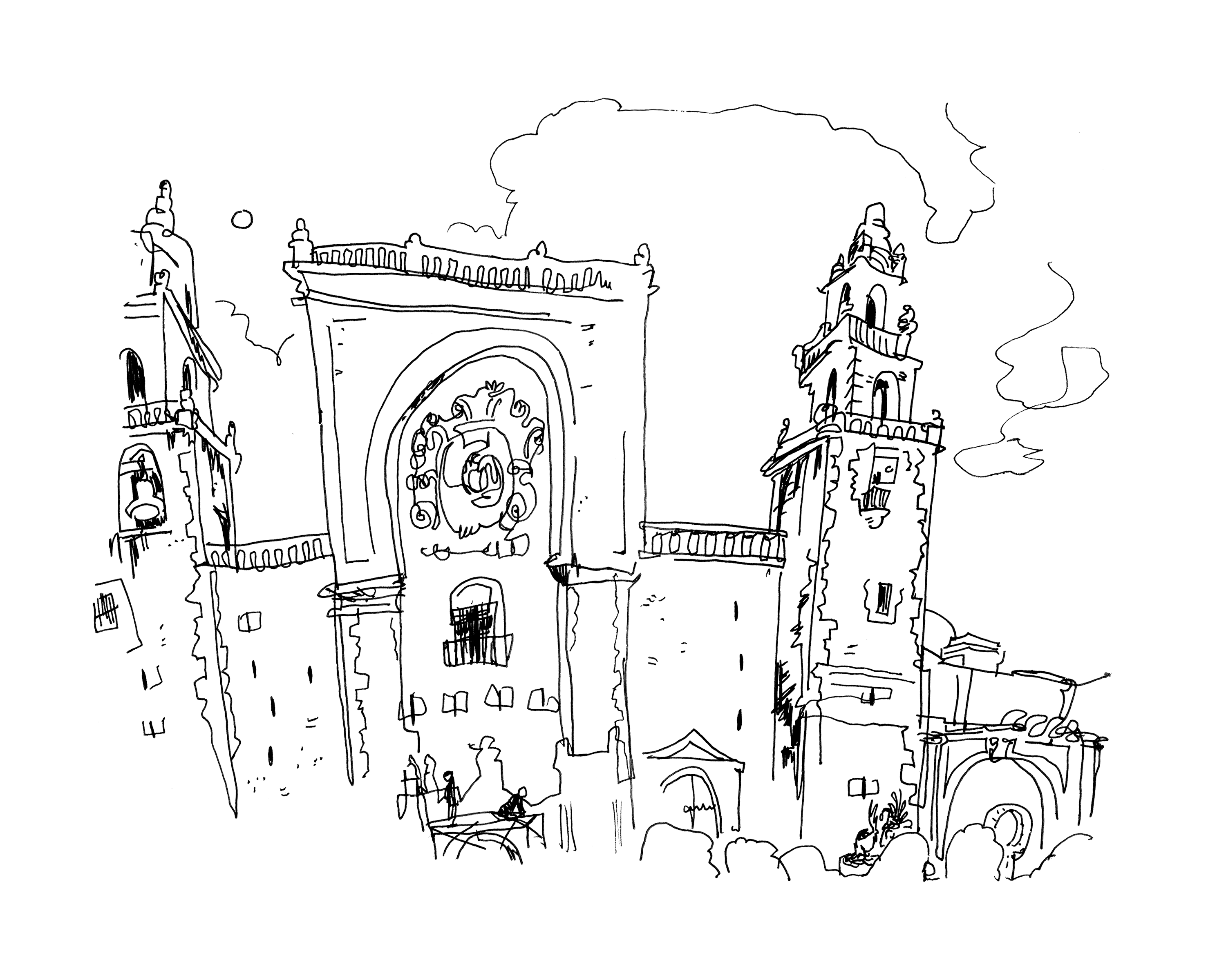 Cathedral of Mérida- Sketchbook Print
