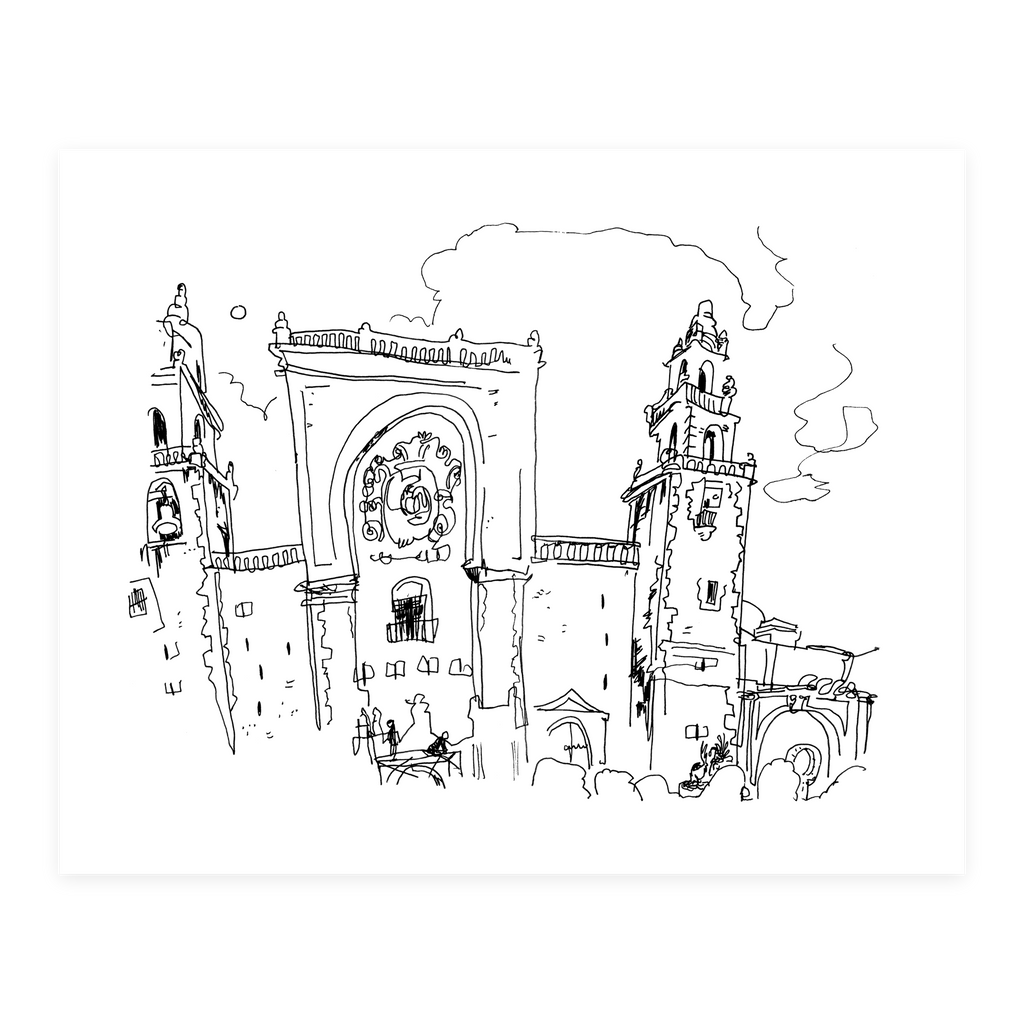 Cathedral of Mérida- Sketchbook Print