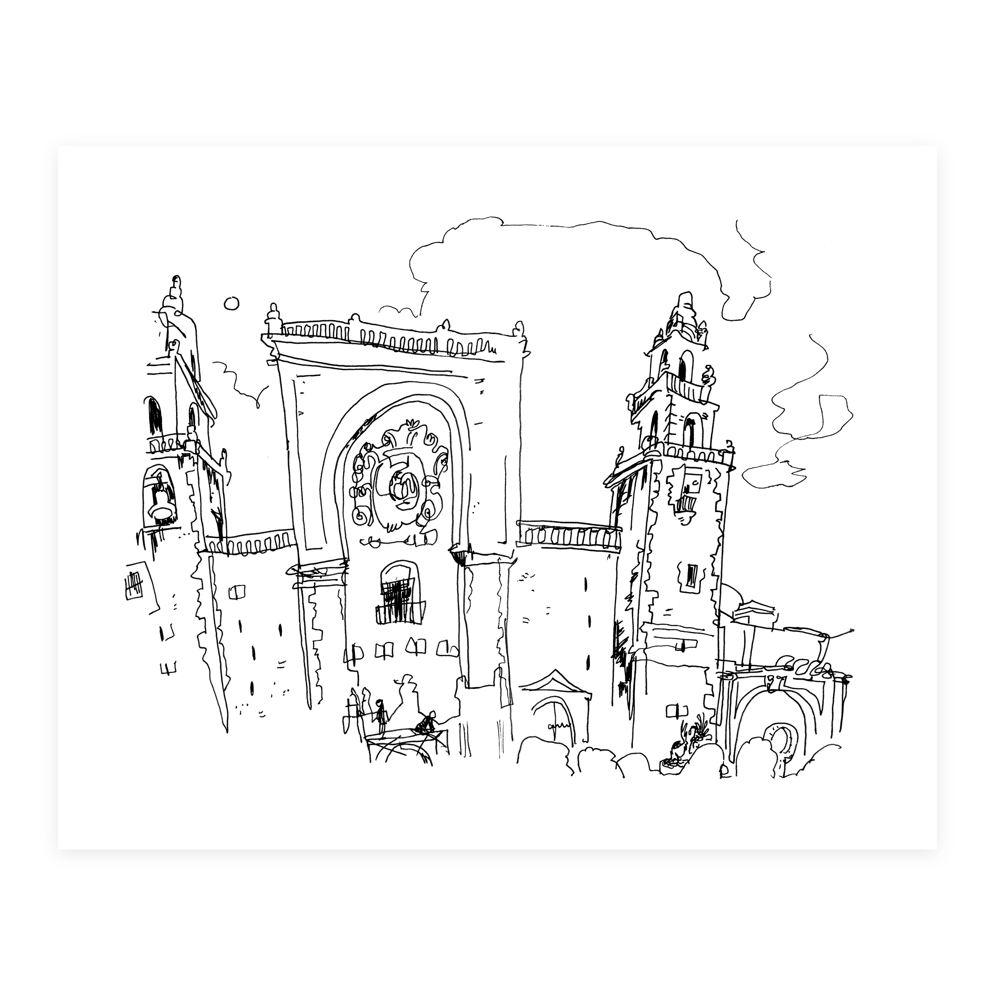 Cathedral of Mérida- Sketchbook Print