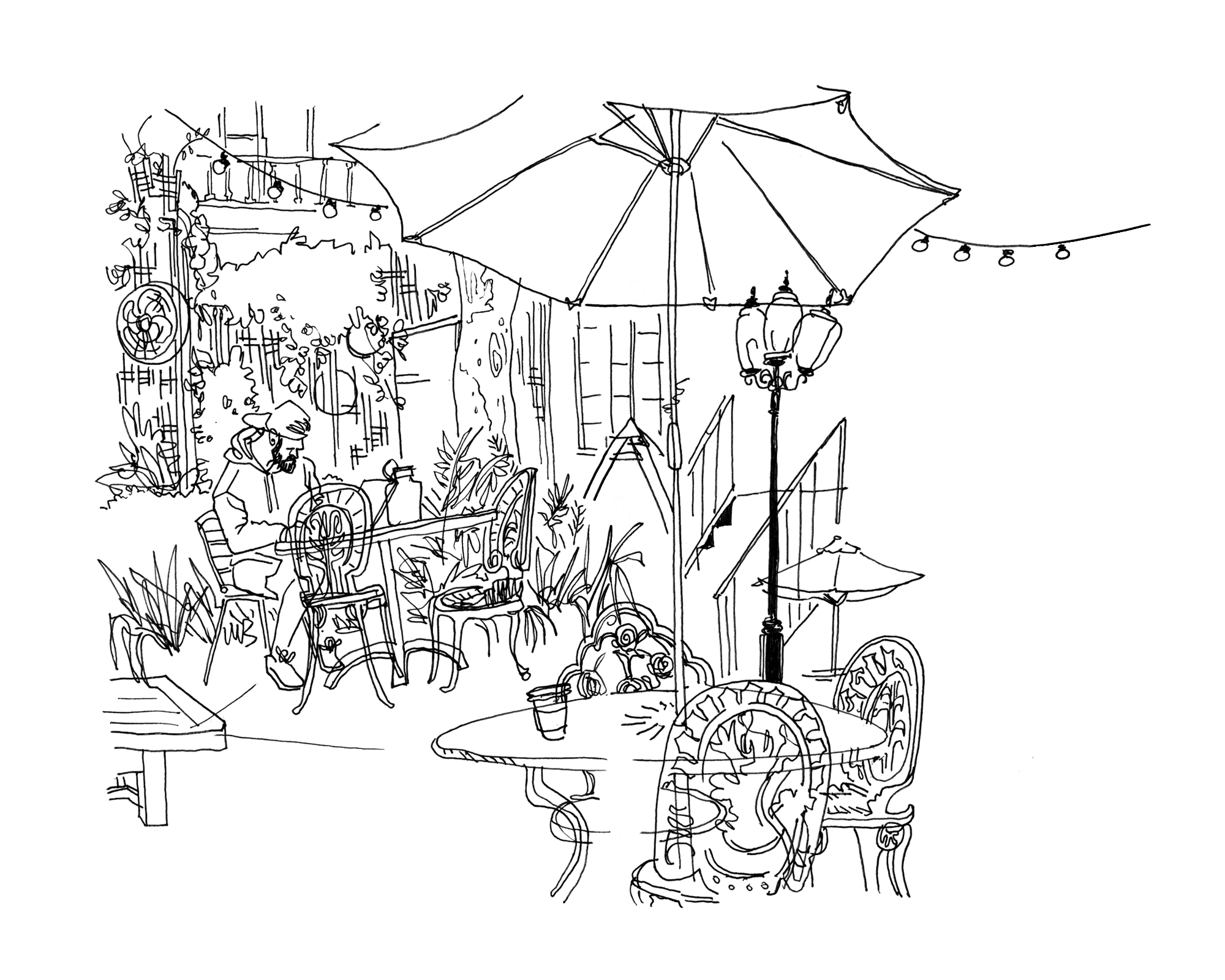 Foxy Courtyard - Sketchbook Print