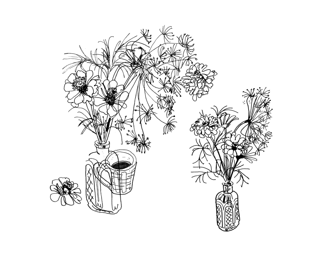 Zinnias Study - Sketchbook Print