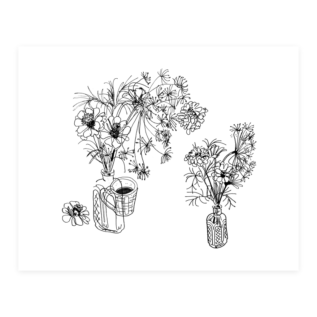 Zinnias Study - Sketchbook Print