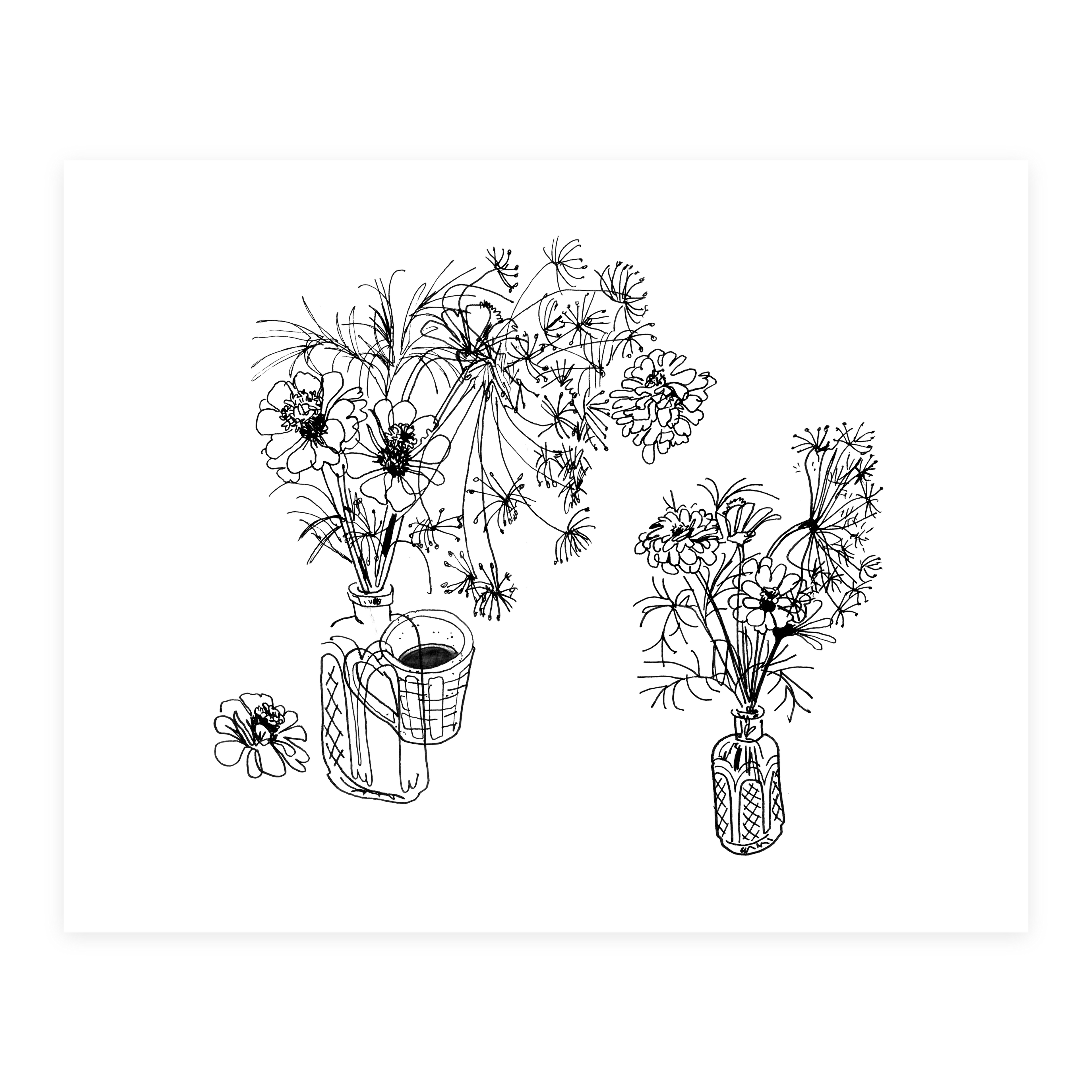 Zinnias Study - Sketchbook Print