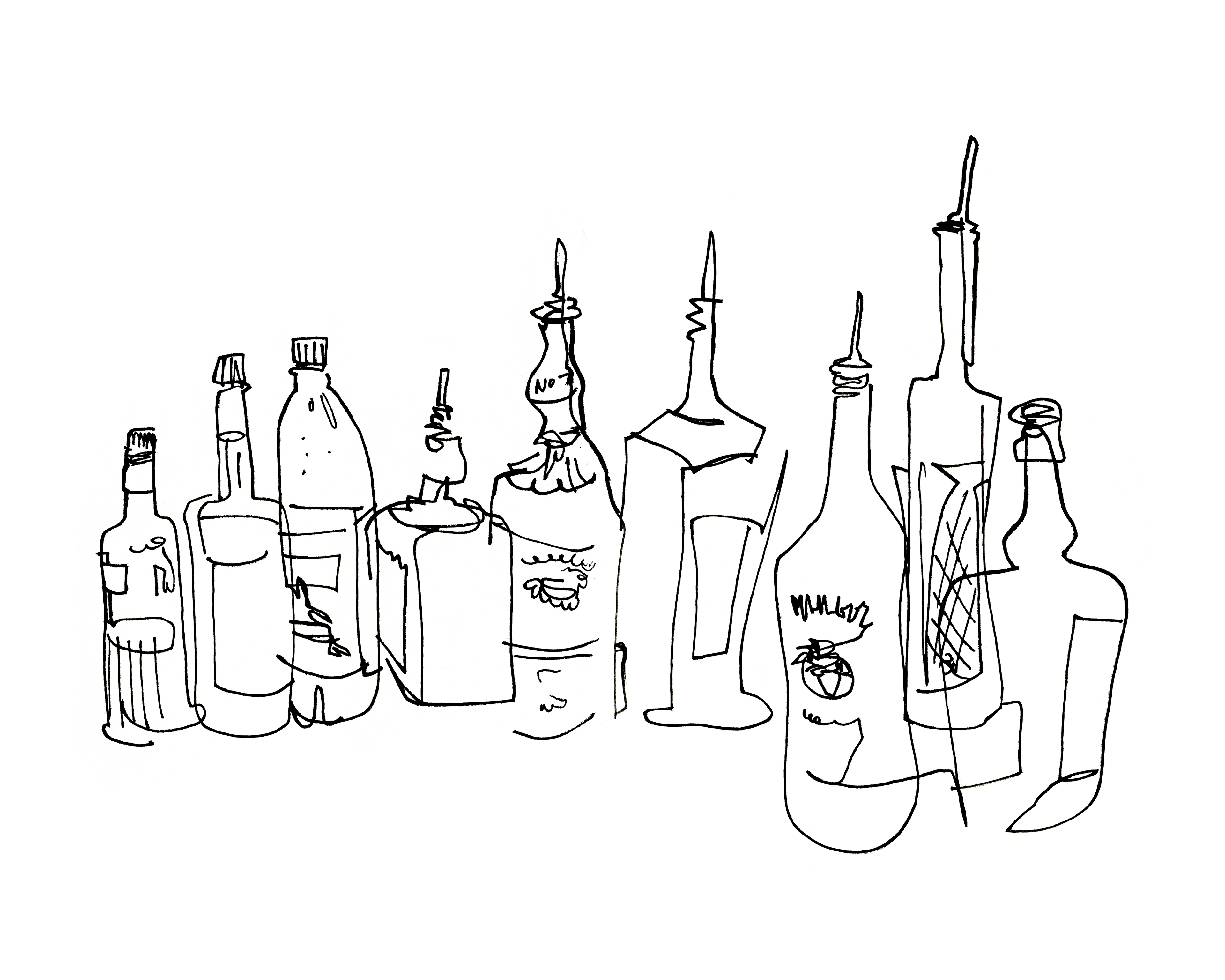 Bottles - Sketchbook Print